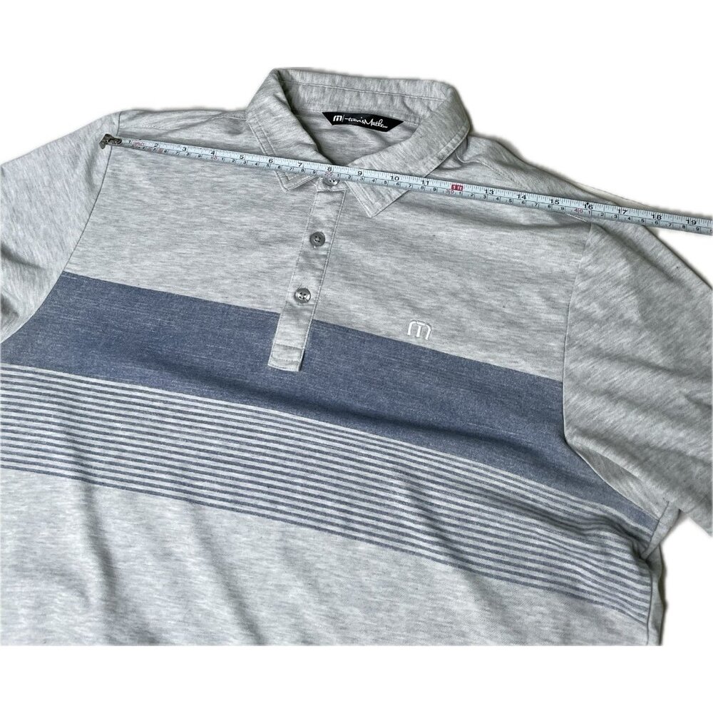 Travis Mathew Take Flight Stripe Polo Shirt Mens M Gray Pima Cotton - Picture 5 of 6